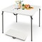Costway Folding Camping Table Portable HDPE Outdoor Picnic Dining Table w/ Handle White\Grey